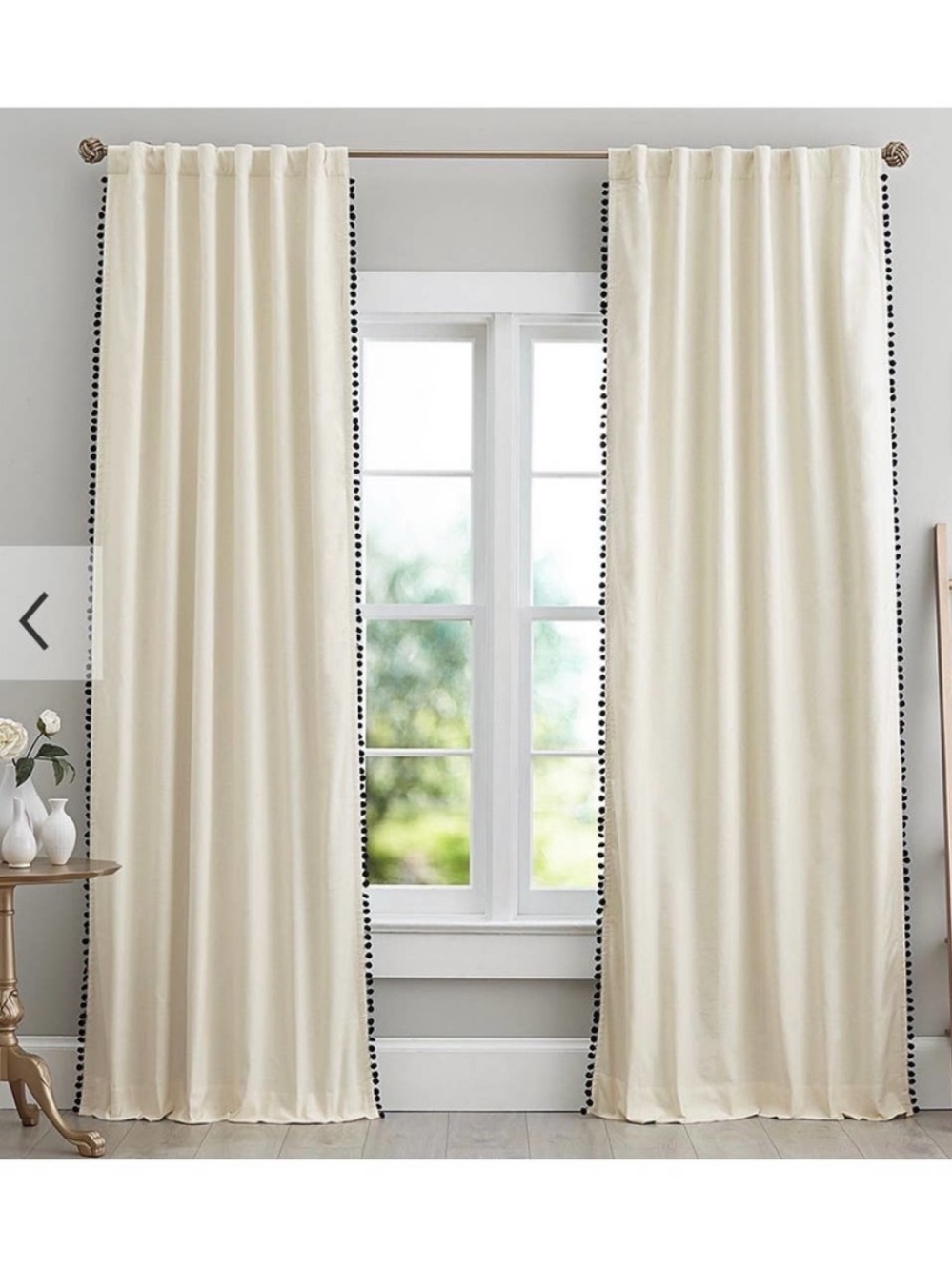 Potterybarn Teen Emily Meritt Pom Drapes Curtains Panels Blackout 44 X 84